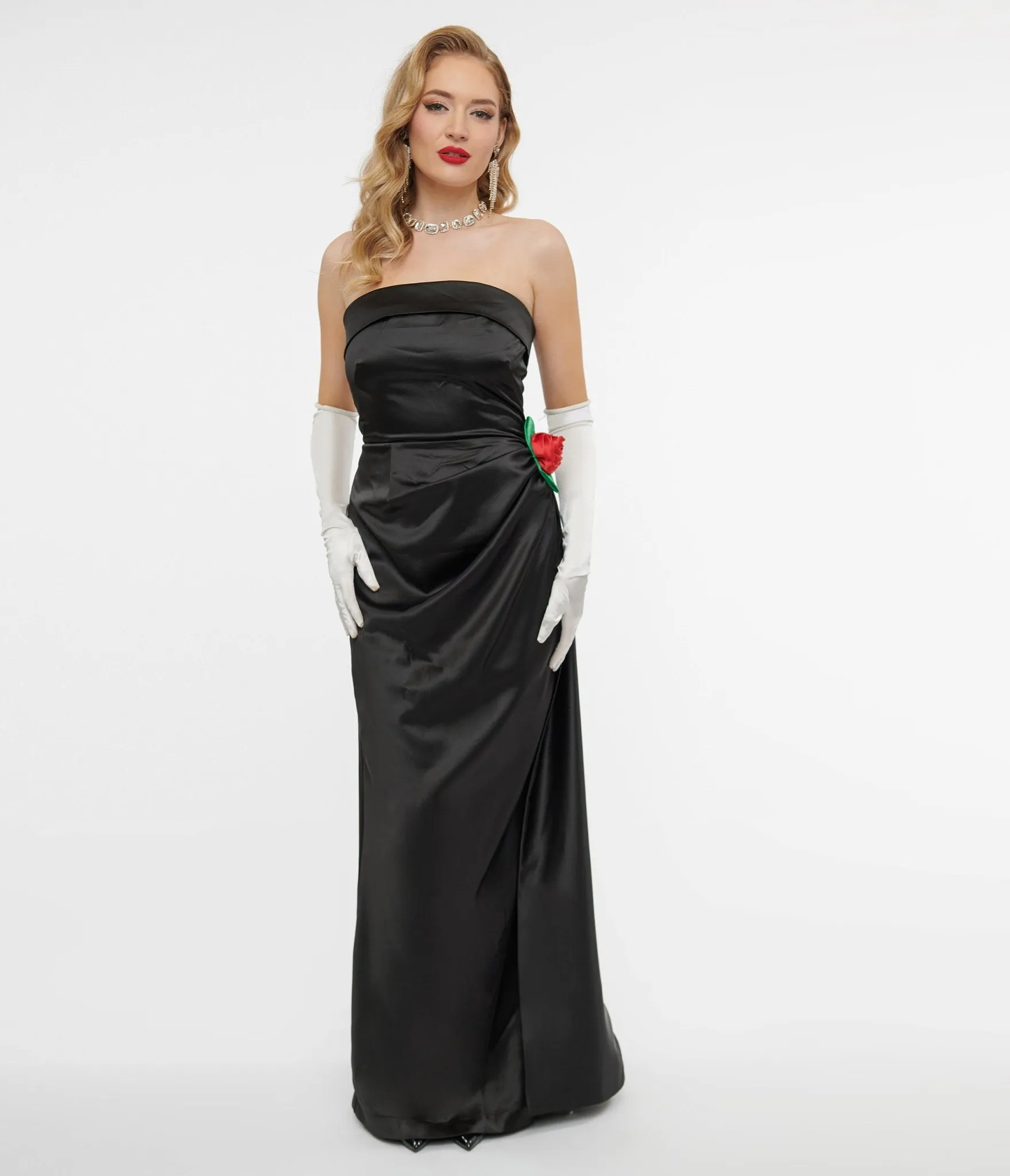Unique Vintage 1950s Black Satin Strapless Enchanted Evening Gown sold by Unique Vintage product image thumbnail 3