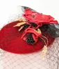 Unique Vintage 1950s Black & Red Floral Fascinator Hat sold by Unique Vintage