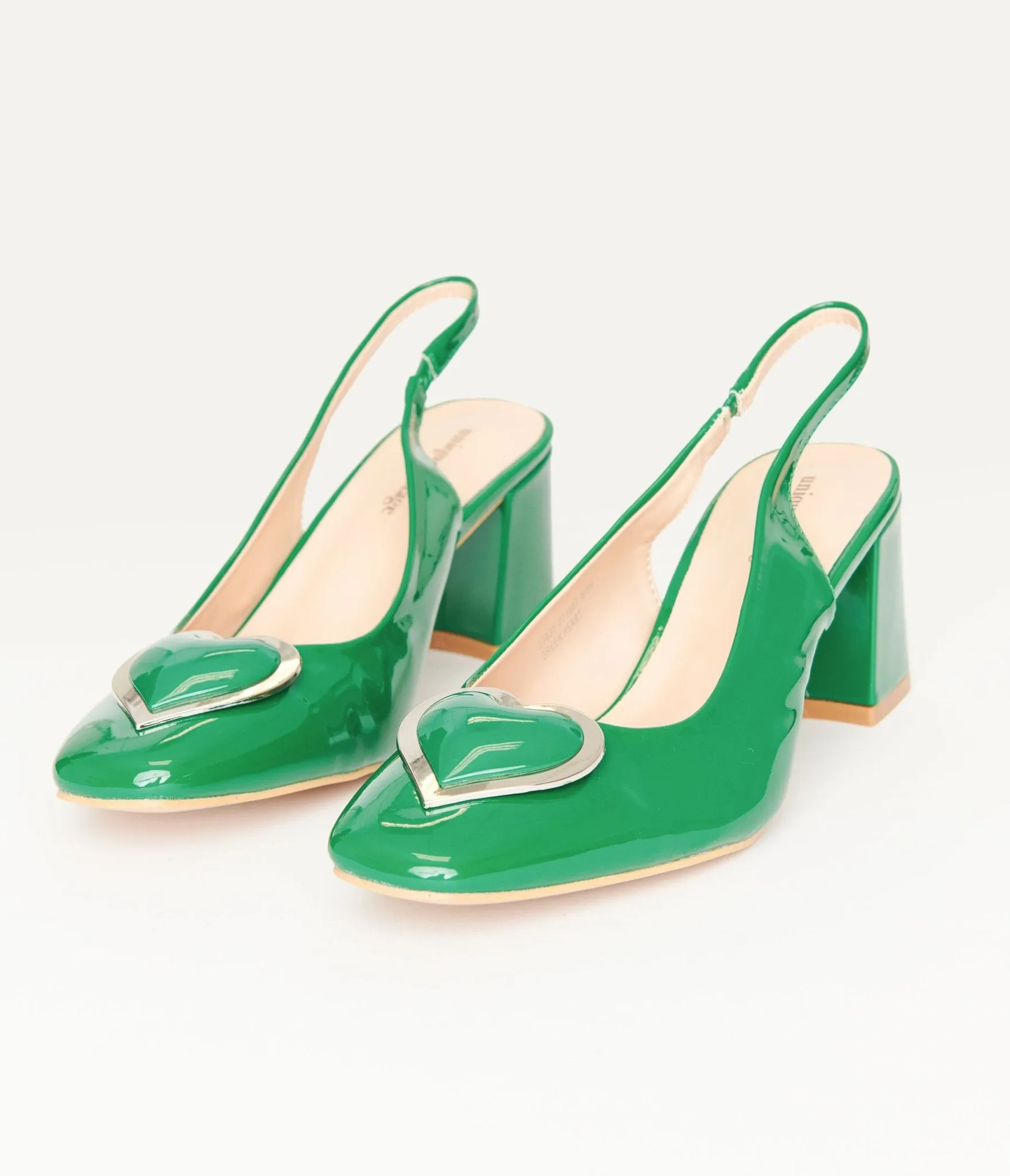 Unique Vintage Green Heart Leatherette Slingback Heels sold by Unique Vintage product image thumbnail 3