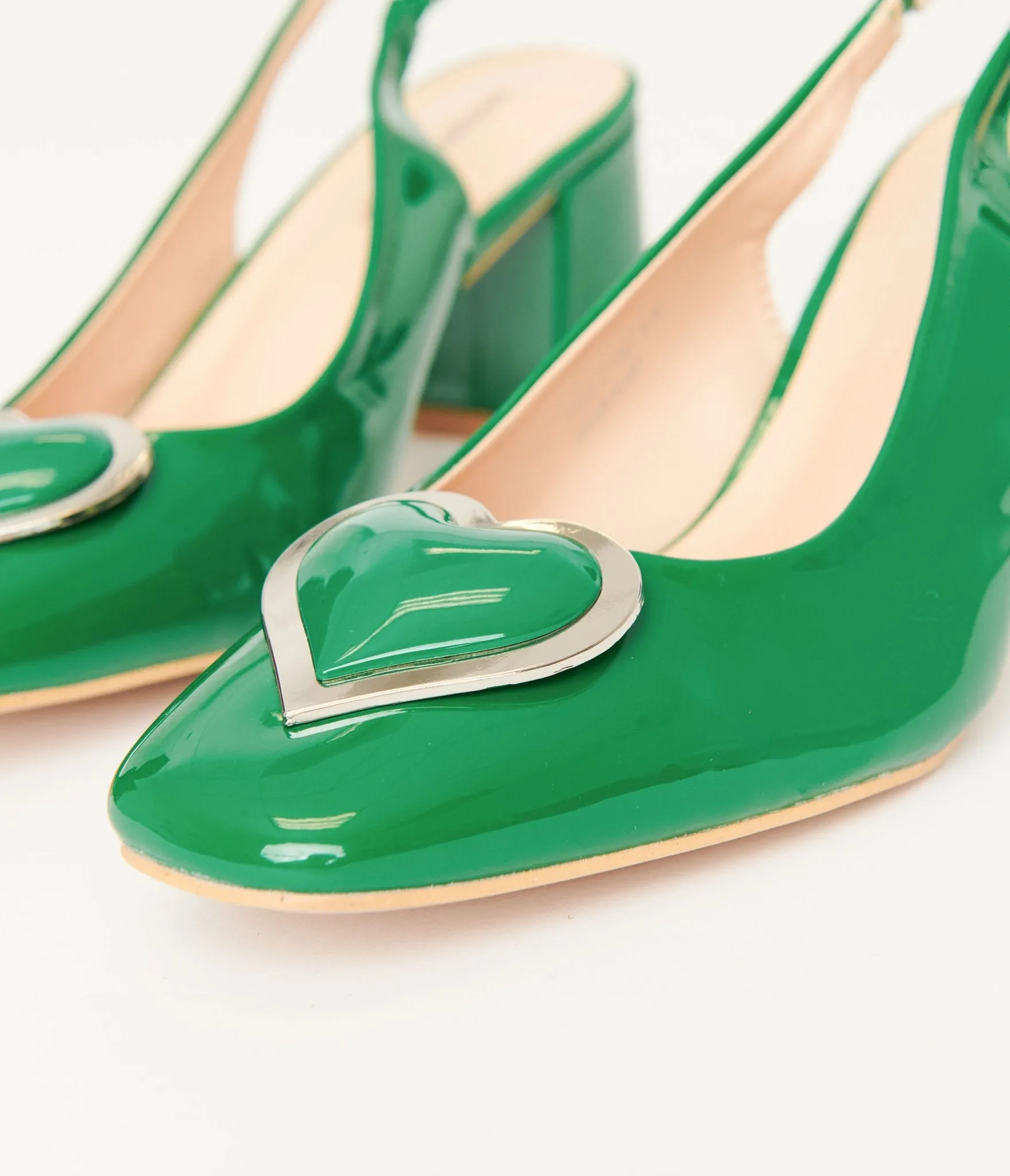 Unique Vintage Green Heart Leatherette Slingback Heels sold by Unique Vintage product image thumbnail 2