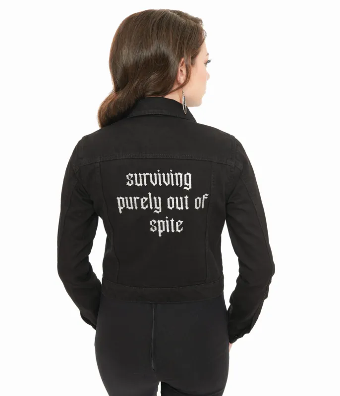 Witchwood Bags Black Surviving Out Of Spite Denim Jacket sold by Unique Vintage