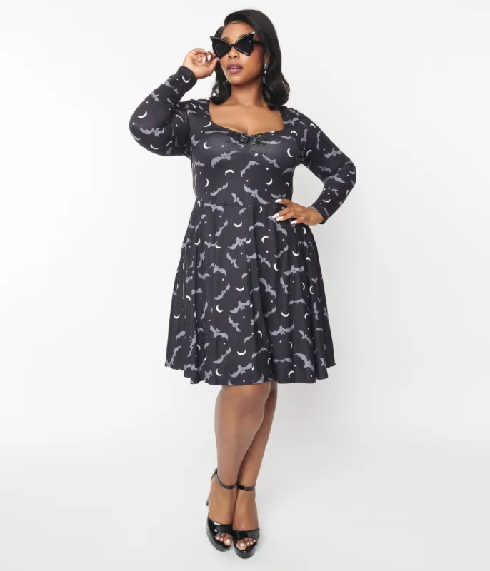 Unique Vintage Grey Bat & Moon Hello Gorgeous Flare Dress sold by Unique Vintage