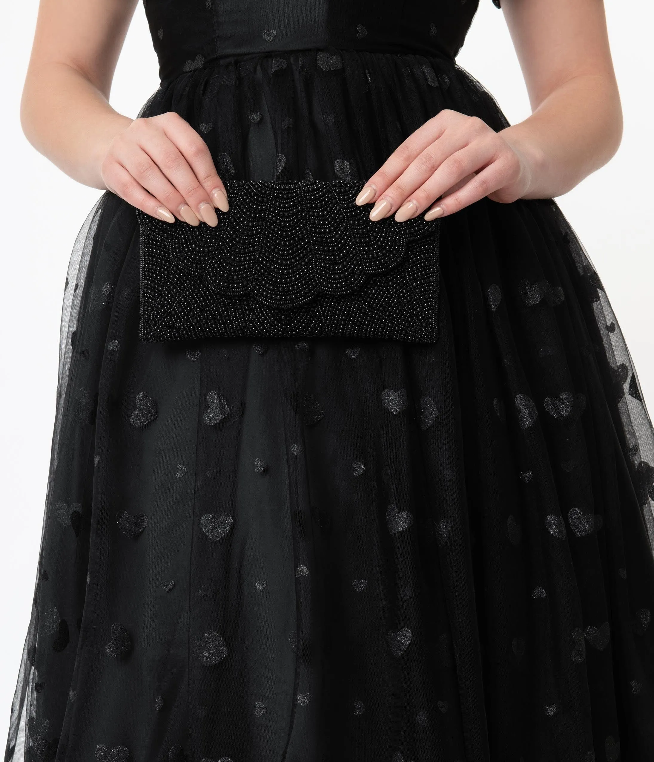 Black Beaded Evening Envelope Clutch sold by Unique Vintage product image thumbnail 2