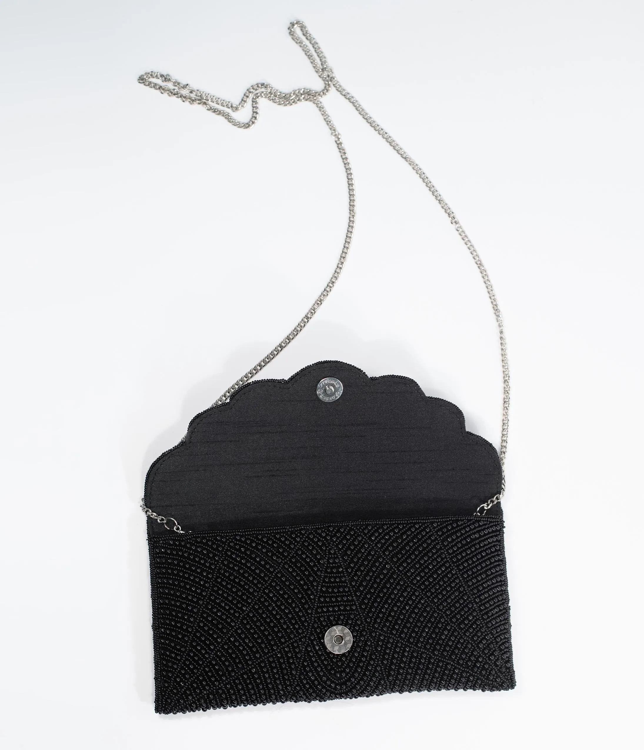 Black Beaded Evening Envelope Clutch sold by Unique Vintage product image thumbnail 4