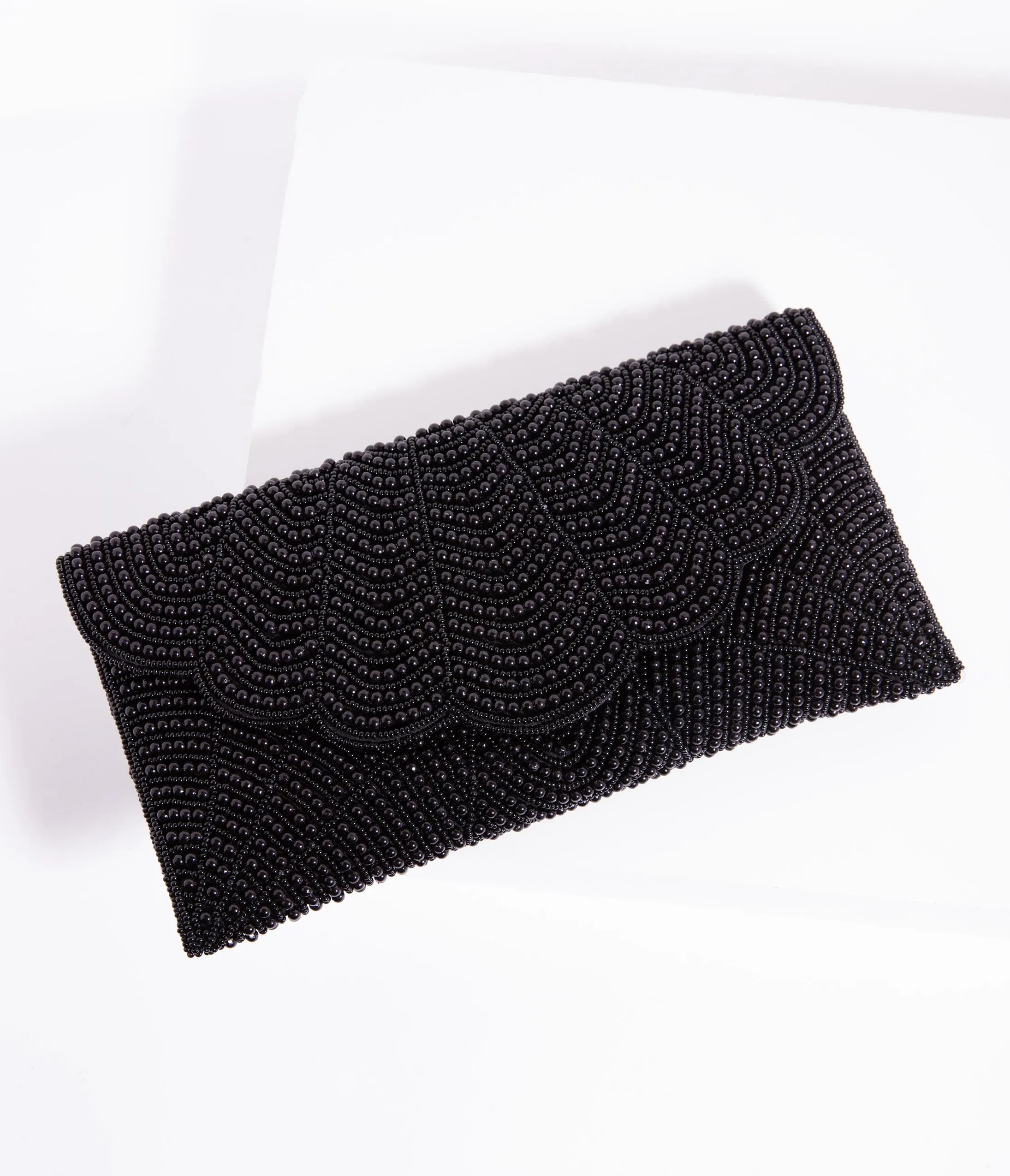 Black Beaded Evening Envelope Clutch sold by Unique Vintage
