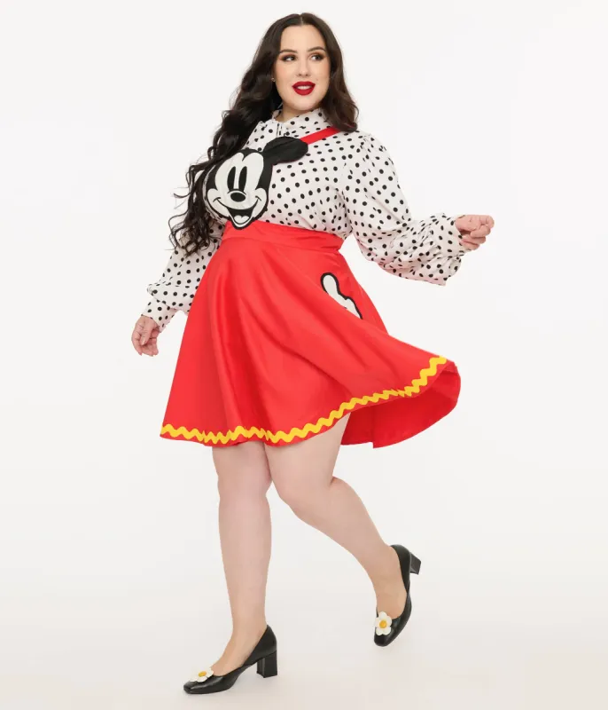 Disney Mickey & Friends Collection by Unique Vintage Plus Size Red Mickey Face Pinafore sold by Unique Vintage