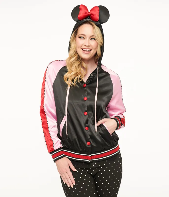 Disney Mickey & Friends Collection by Unique Vintage Minnie Mouse Hooded Satin Bomber Jacket sold by Unique Vintage