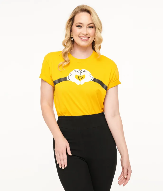 Disney Mickey & Friends Collection by Unique Vintage Yellow Mickey Mouse Heart Unisex Graphic Tee sold by Unique Vintage