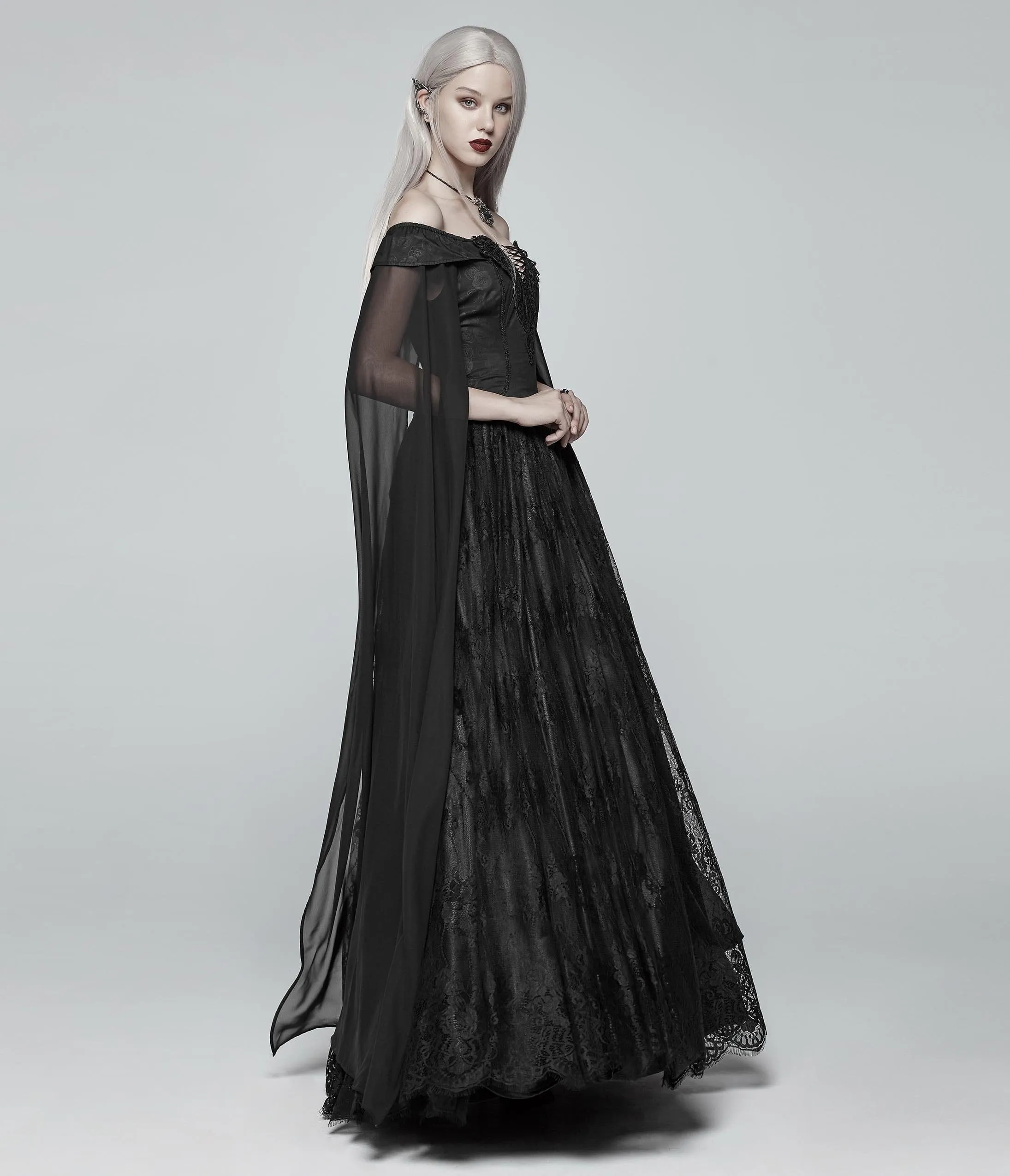 Vintage Style Black Gothic Victorian Long Gown sold by Unique Vintage product image thumbnail 4