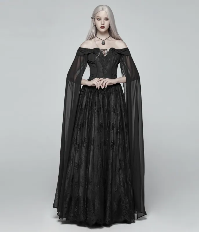 Vintage Style Black Gothic Victorian Long Gown sold by Unique Vintage