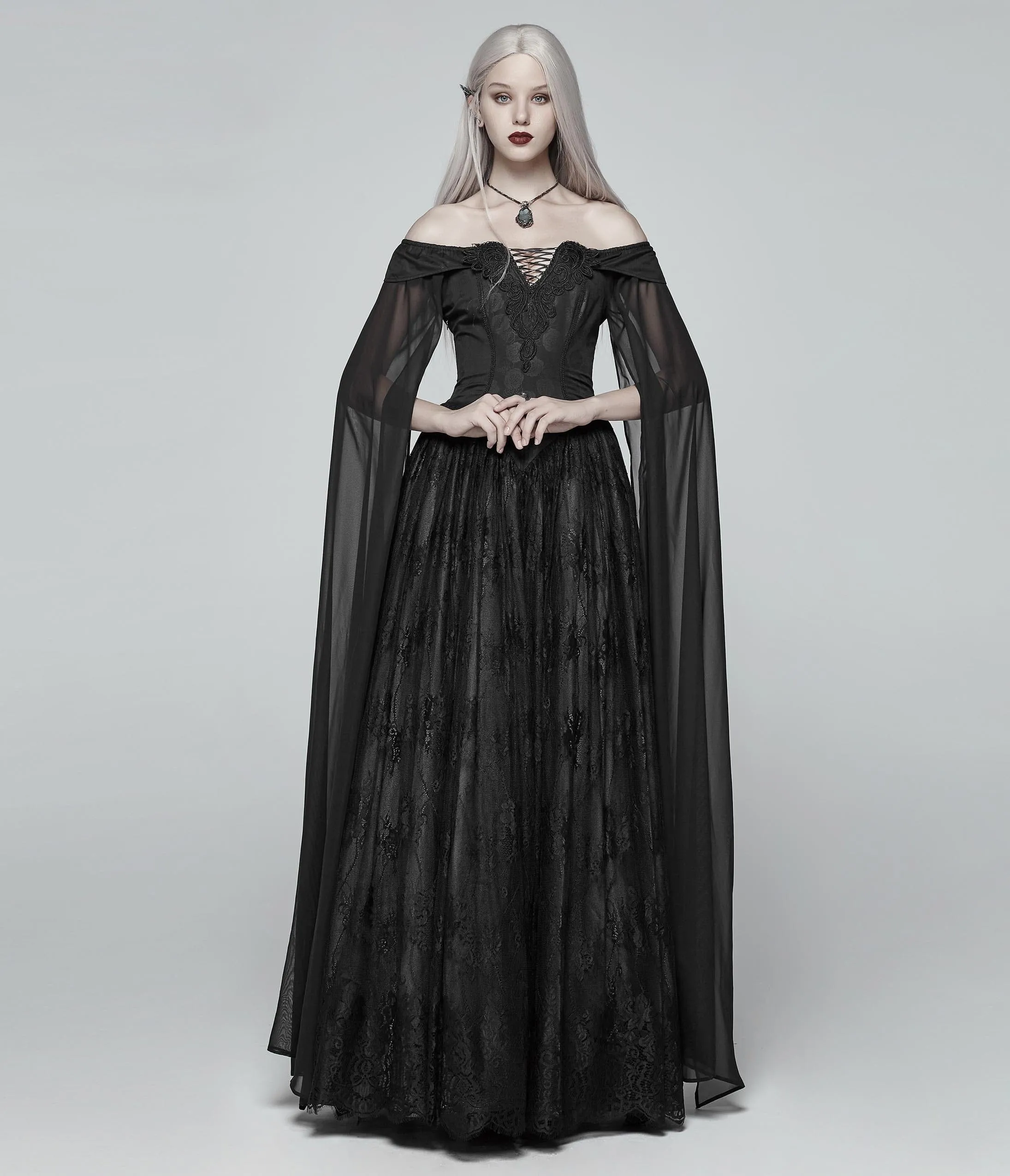Vintage Style Black Gothic Victorian Long Gown sold by Unique Vintage