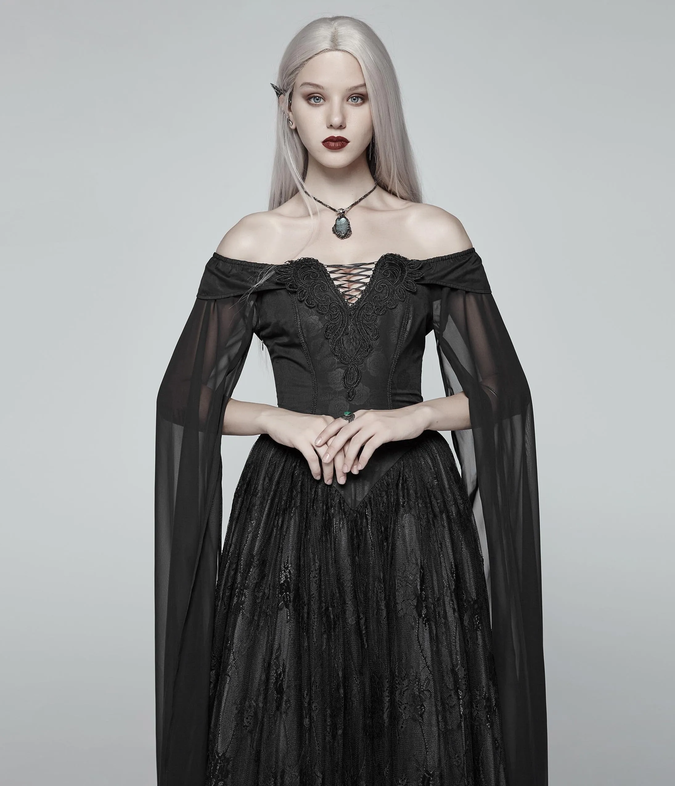 Vintage Style Black Gothic Victorian Long Gown sold by Unique Vintage product image thumbnail 3