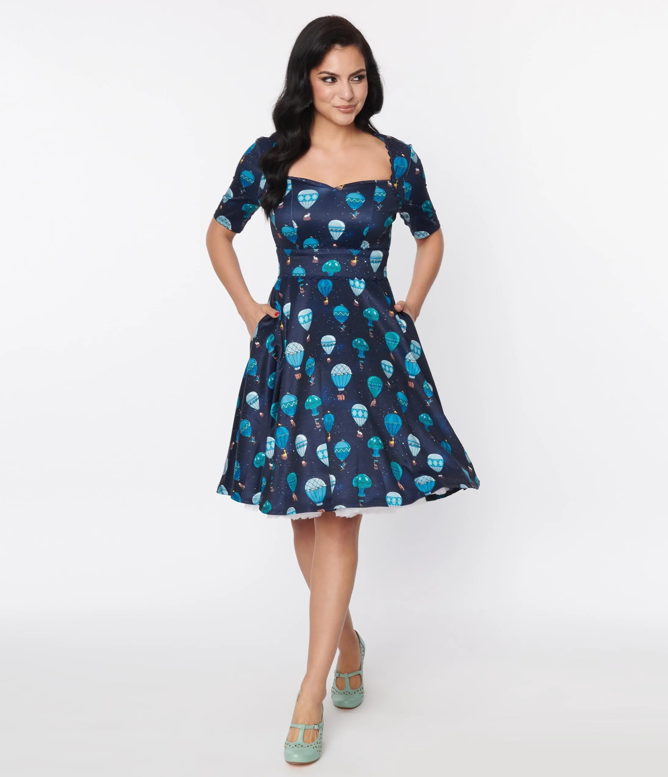 Unique Vintage Navy & Hot Air Balloon Bolero Flare Dress sold by Unique Vintage product image thumbnail 4