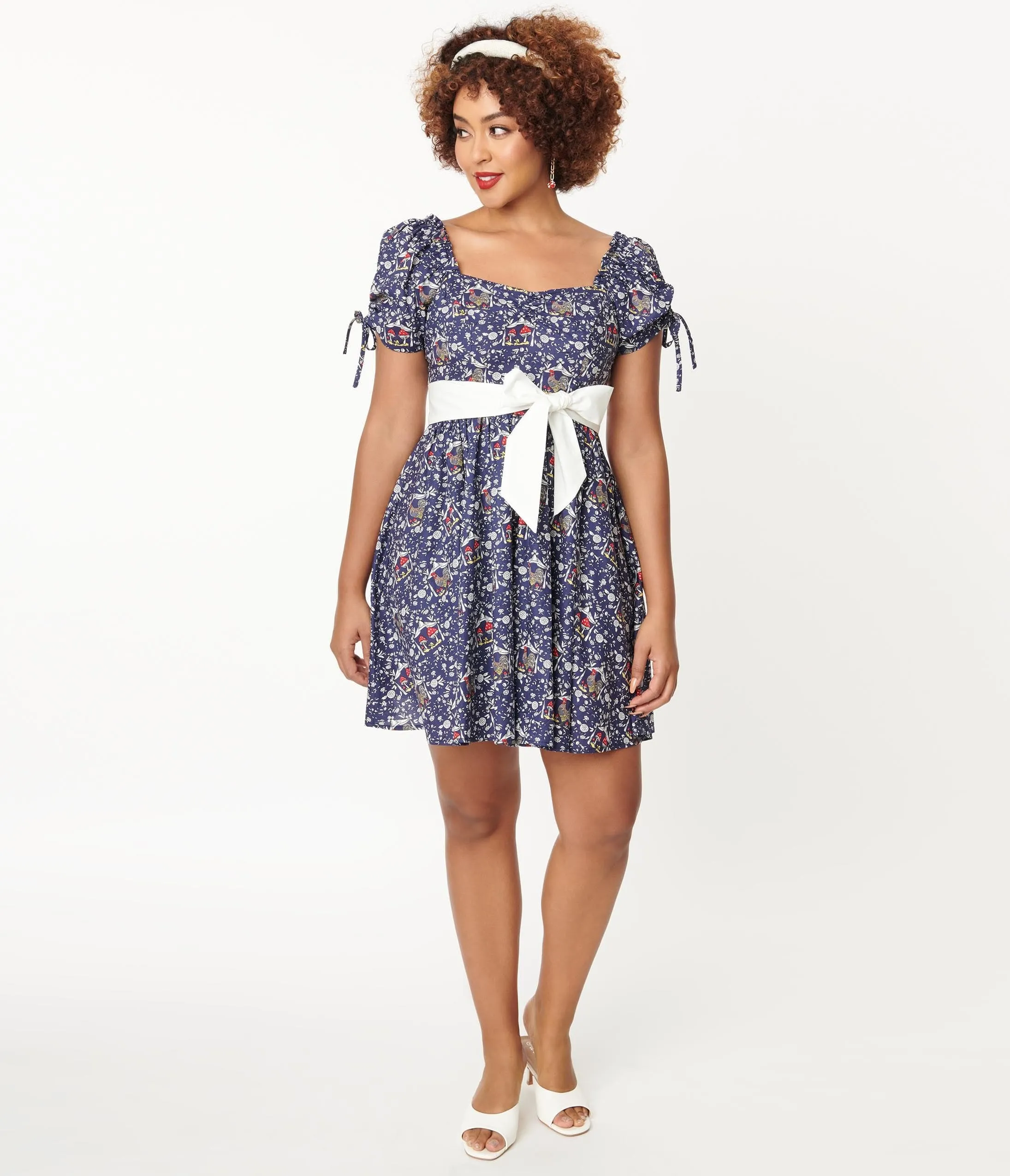 Unique Vintage 1950s Navy Botanica Print Dakota Flare Dress sold by Unique Vintage product image thumbnail 5