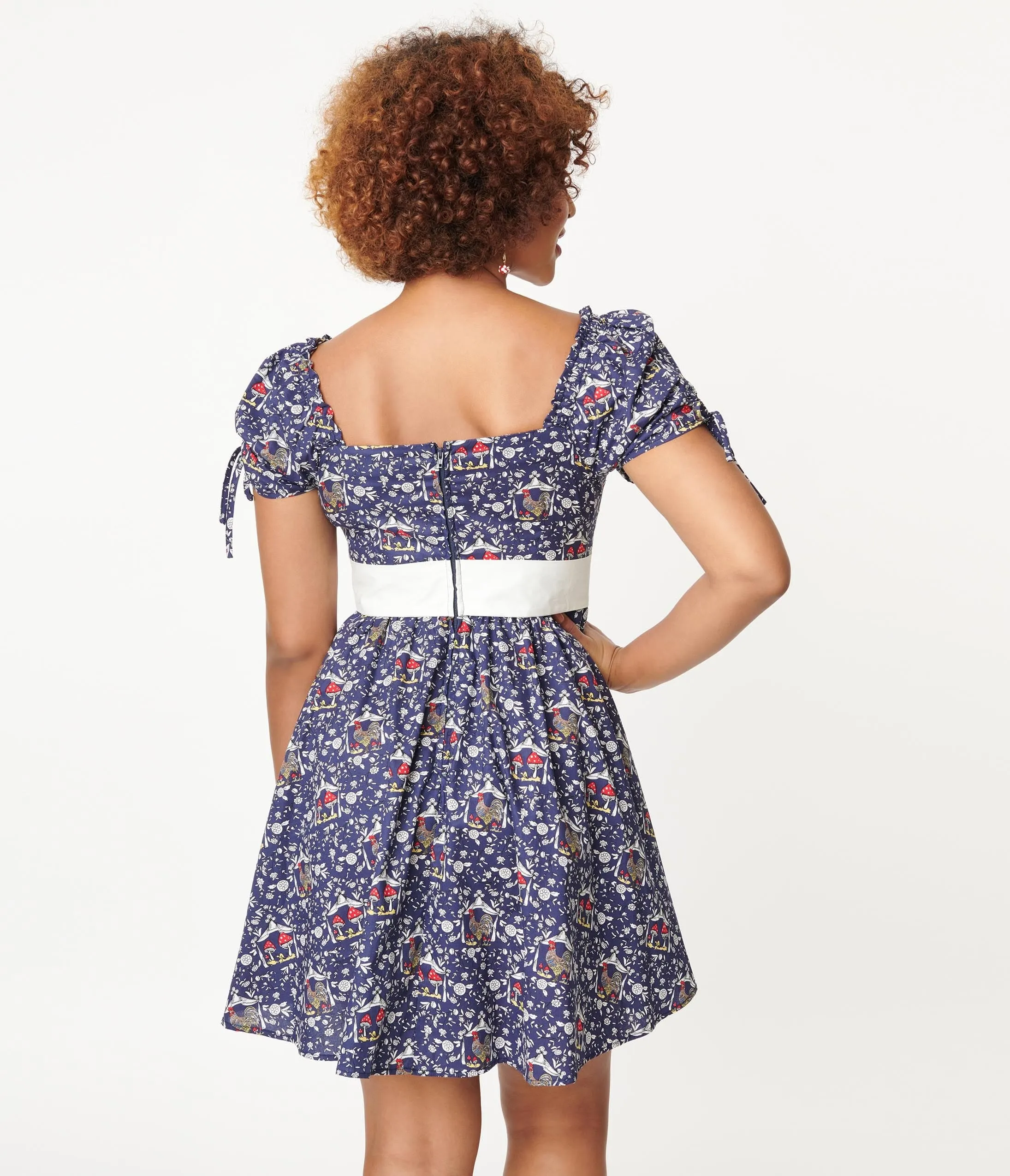 Unique Vintage 1950s Navy Botanica Print Dakota Flare Dress sold by Unique Vintage product image thumbnail 3
