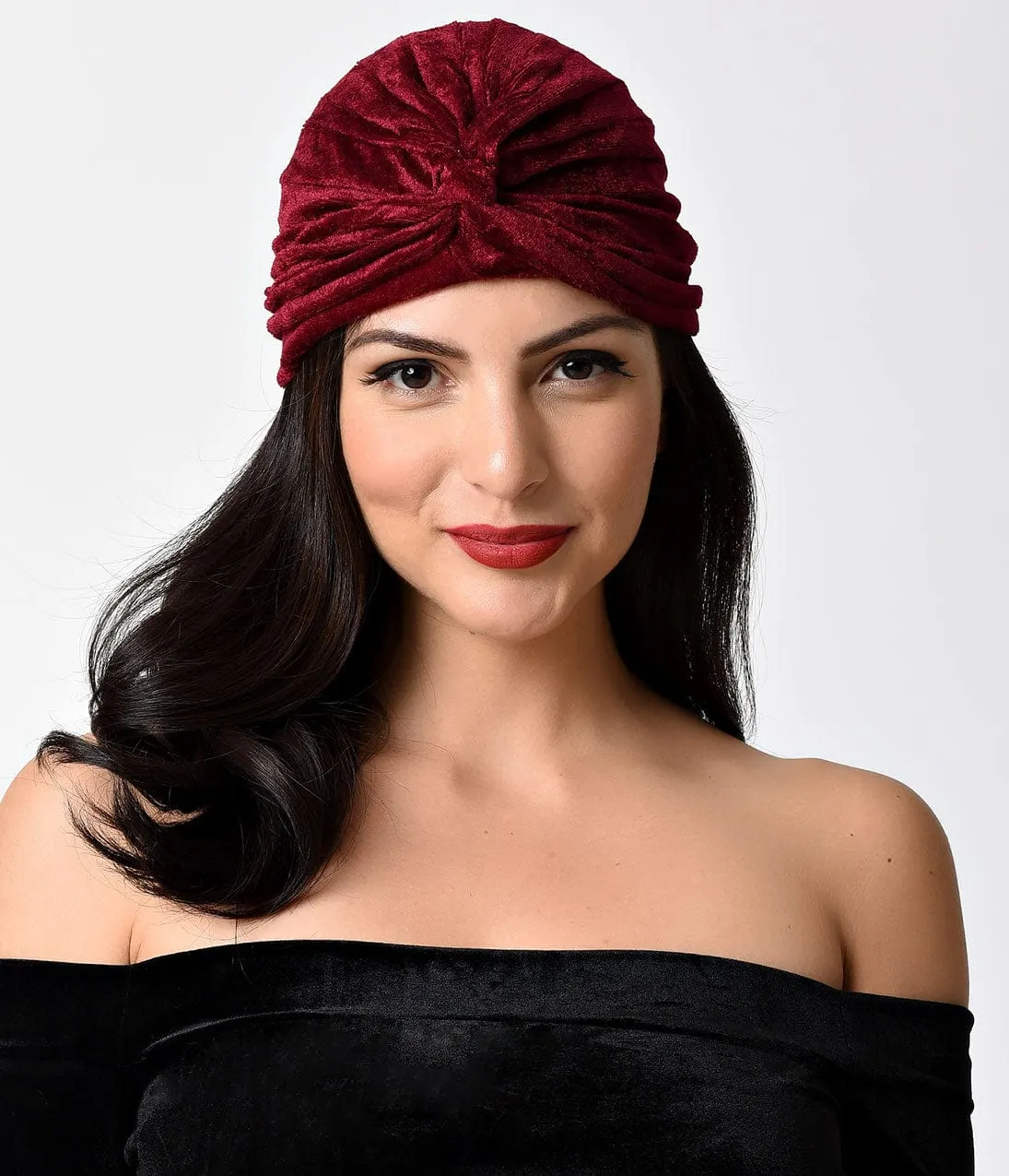 Vintage Style Burgundy Velvet Knotted Turban sold by Unique Vintage product image thumbnail 2