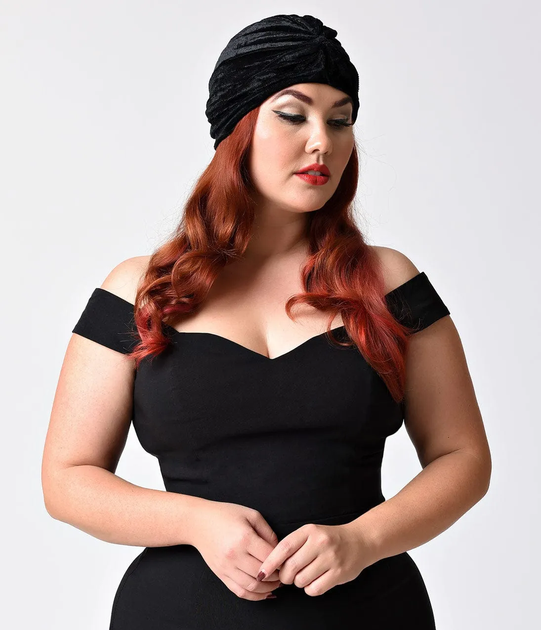 Vintage Style Black Velvet Knotted Turban sold by Unique Vintage