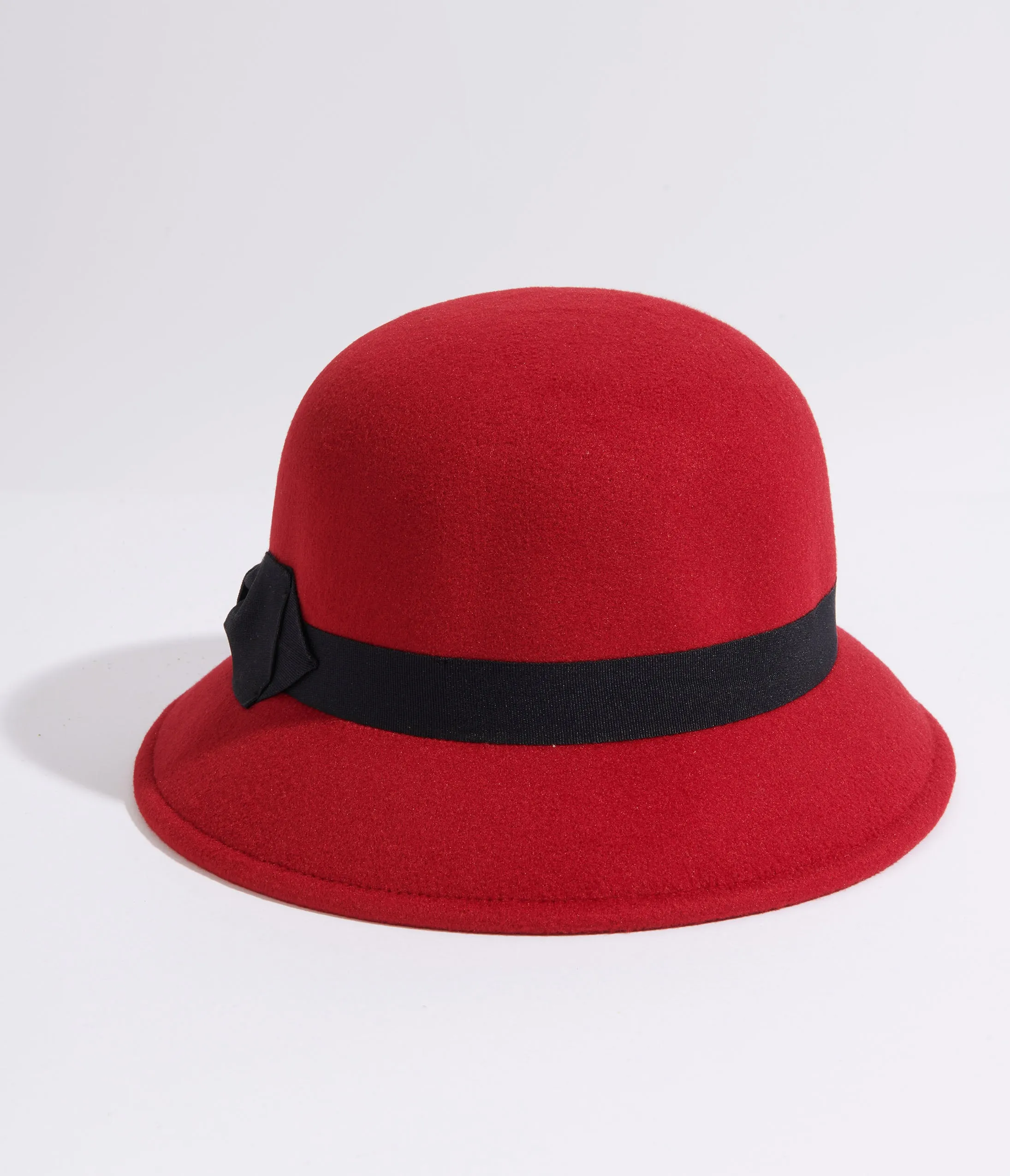 1920s Red & Black Bow Cloche Hat sold by Unique Vintage
