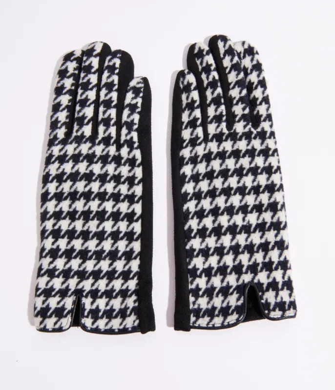 Black & White Houndstooth Gloves sold by Unique Vintage