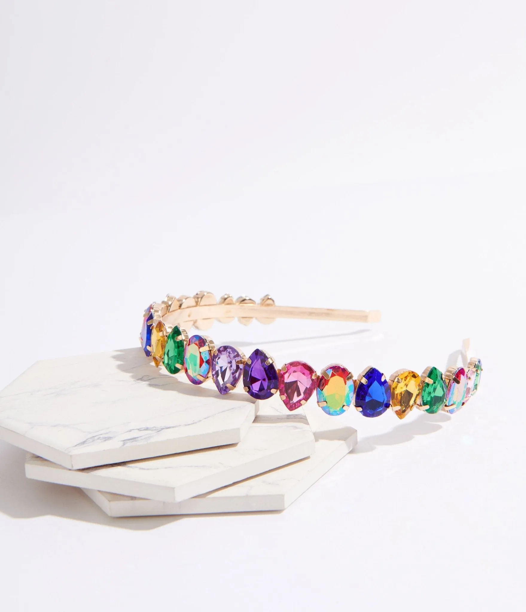 Rainbow Rhinestone Headband sold by Unique Vintage