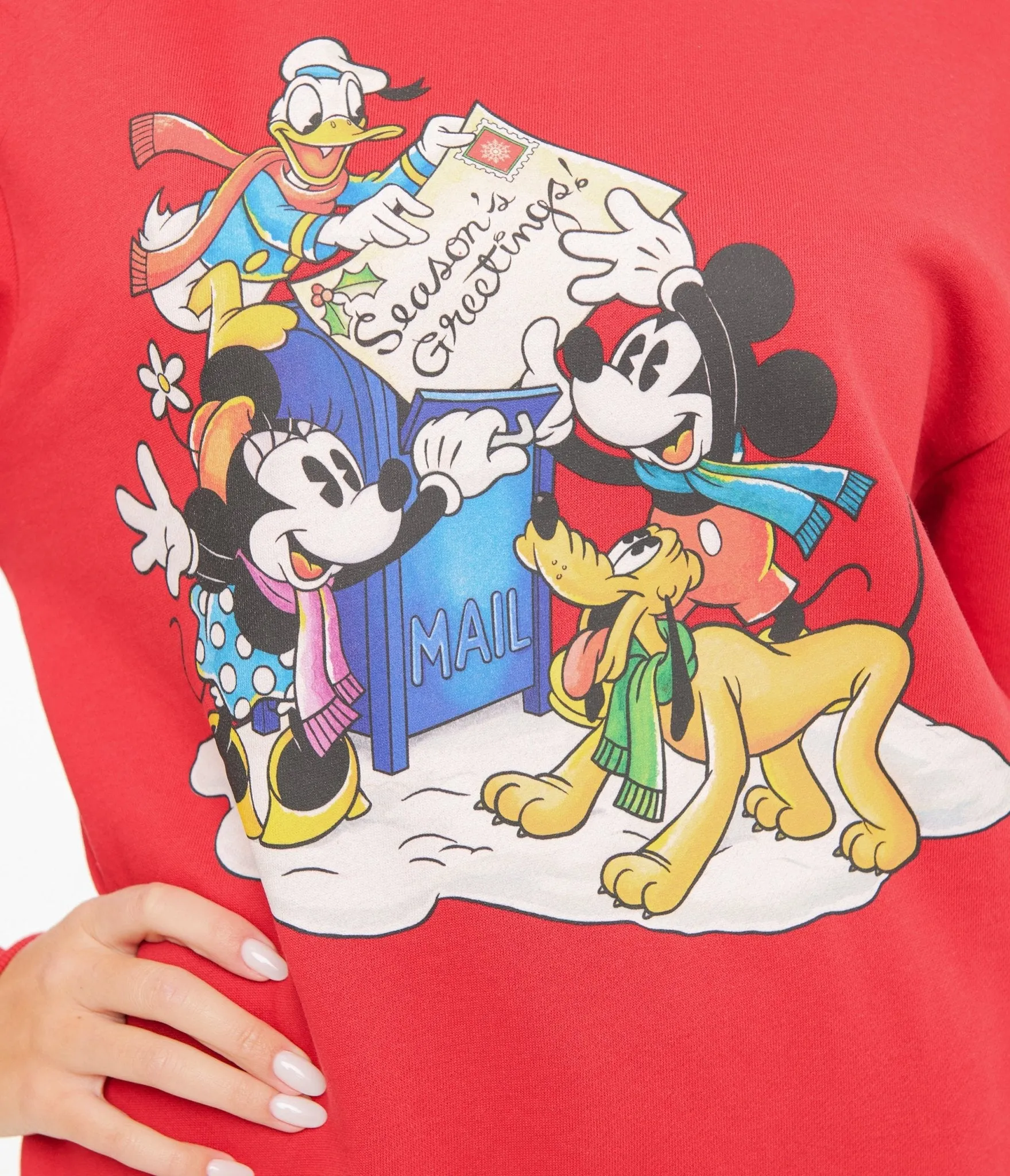 Cakeworthy Red Mickey & Minnie Seasons Greetings Sweatshirt sold by Unique Vintage product image thumbnail 2