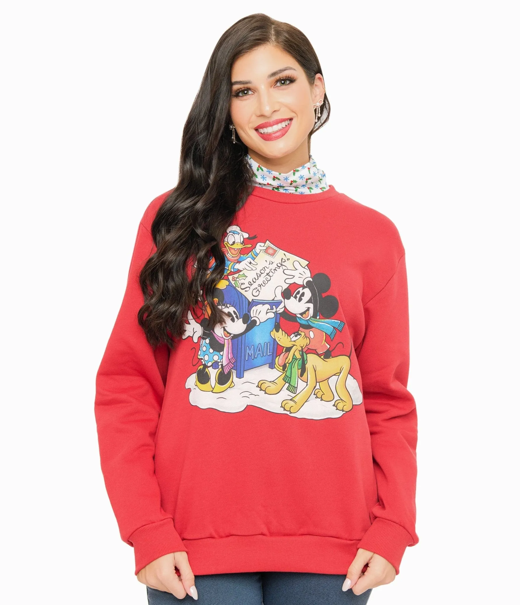 Cakeworthy Red Mickey & Minnie Seasons Greetings Sweatshirt sold by Unique Vintage