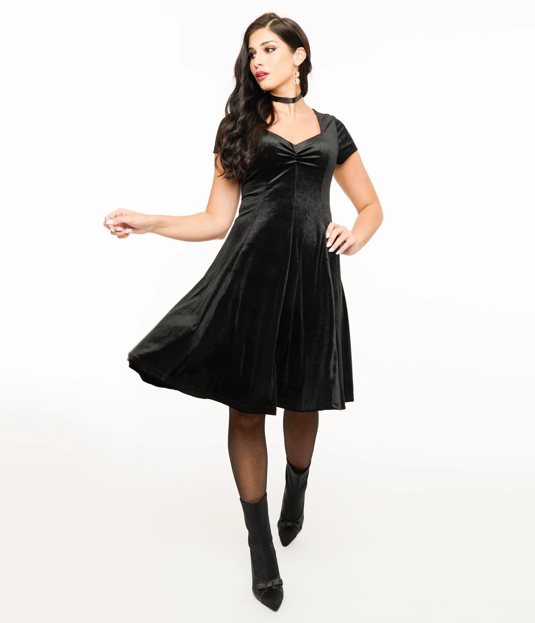Black Velvet Mini Dress sold by Unique Vintage