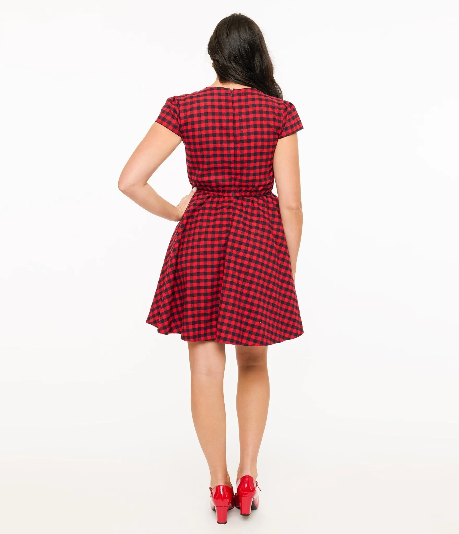 Red & Black Plaid Mini Dress sold by Unique Vintage product image thumbnail 2