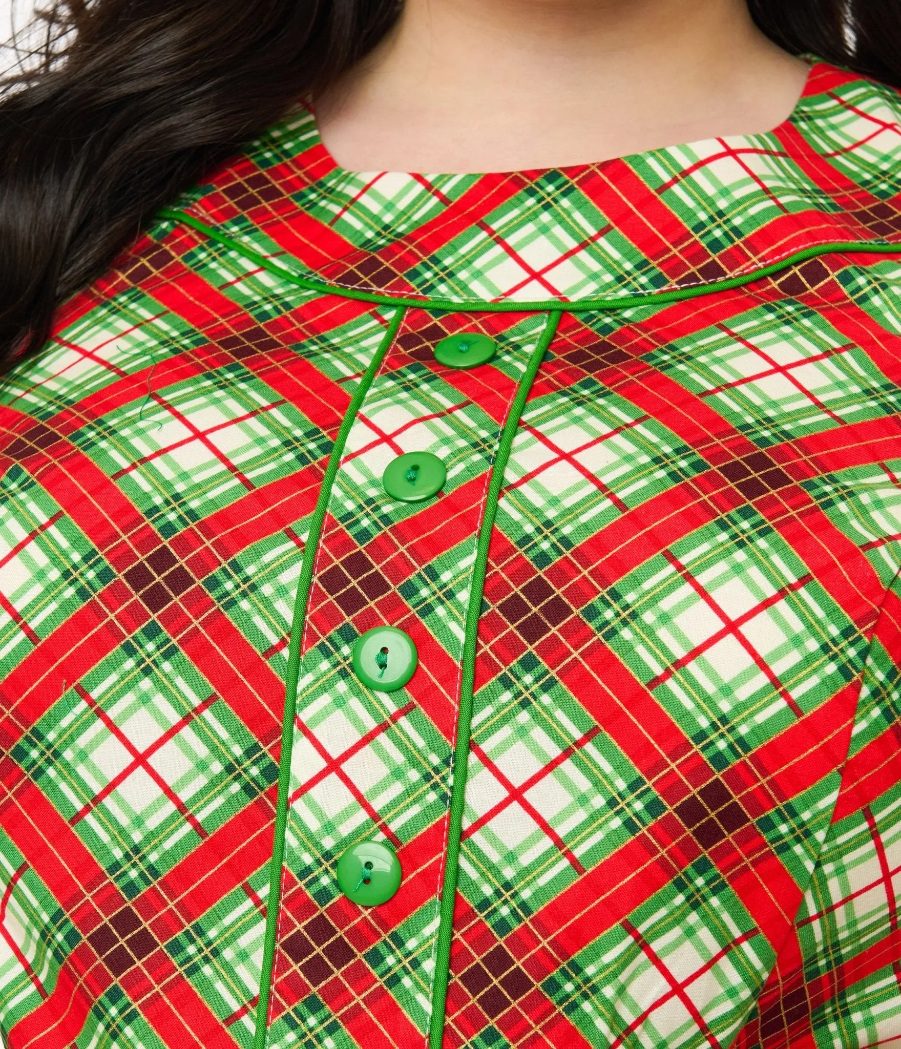 Retrolicious Plus Size 1950s Red Tartan Holiday Elizabeth Swing Dress sold by Unique Vintage product image thumbnail 2
