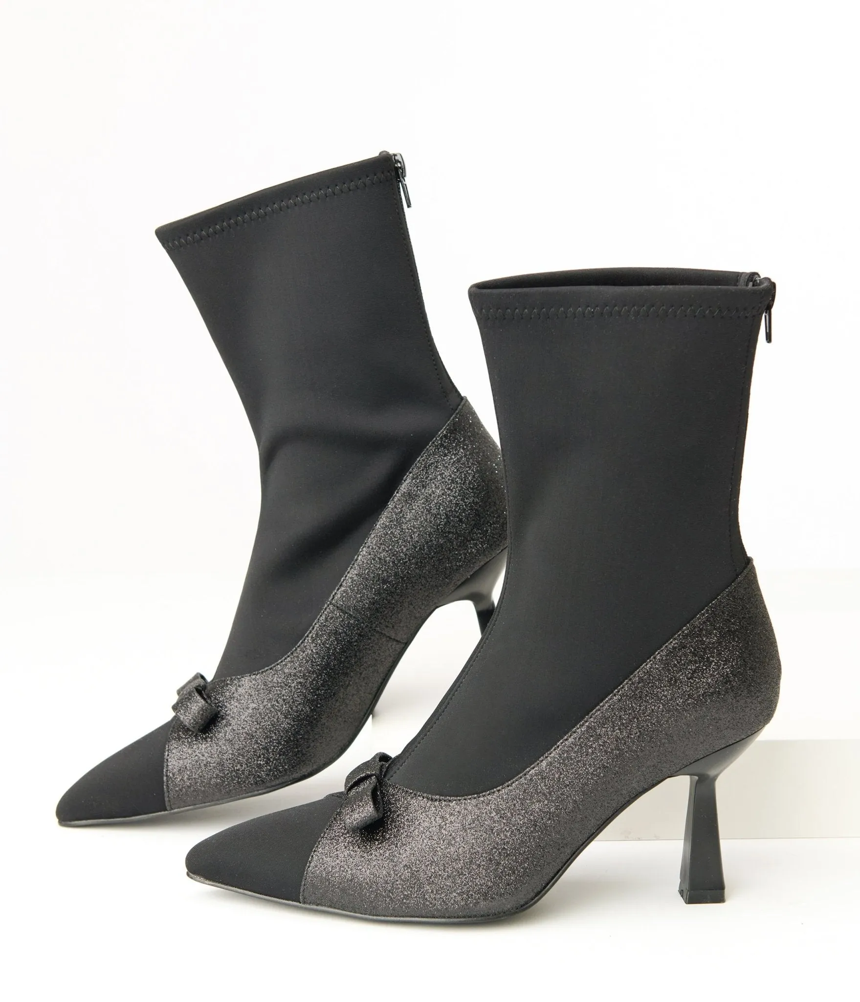 Unique Vintage 1950s Black Glitter Bow Boots sold by Unique Vintage product image thumbnail 2