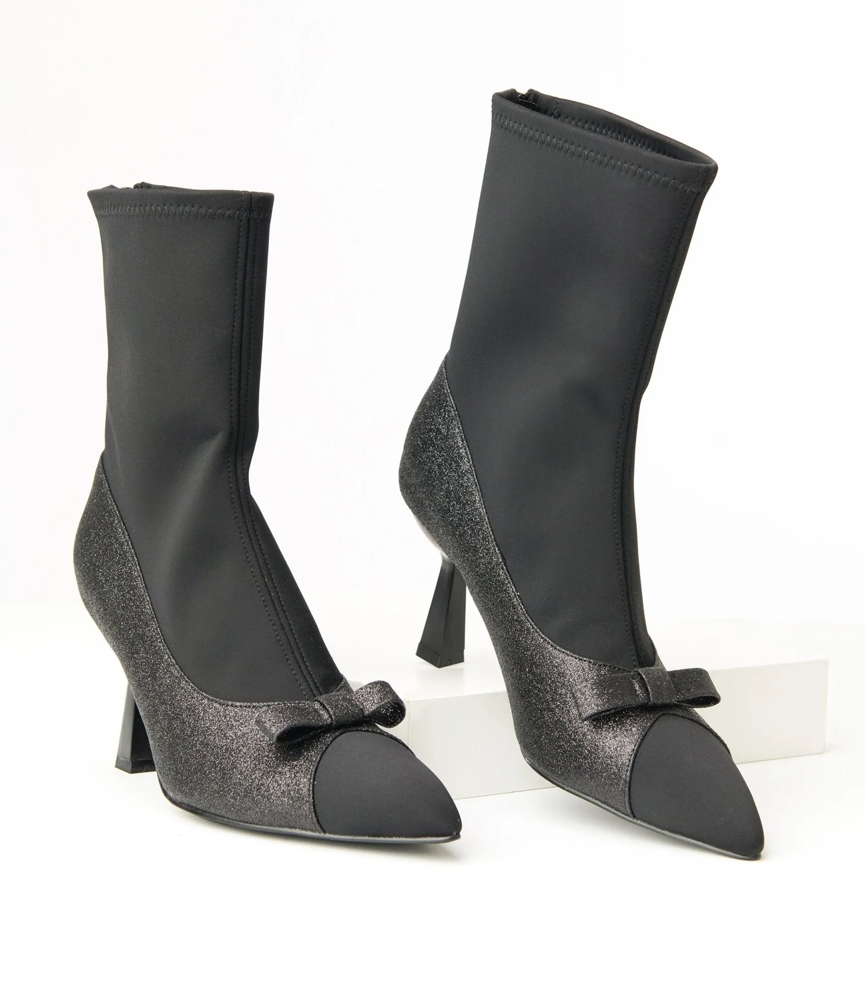Unique Vintage 1950s Black Glitter Bow Boots sold by Unique Vintage product image thumbnail 3