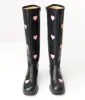 Unique Vintage Black & Pink Hearts Leatherette Knee High Boots sold by Unique Vintage