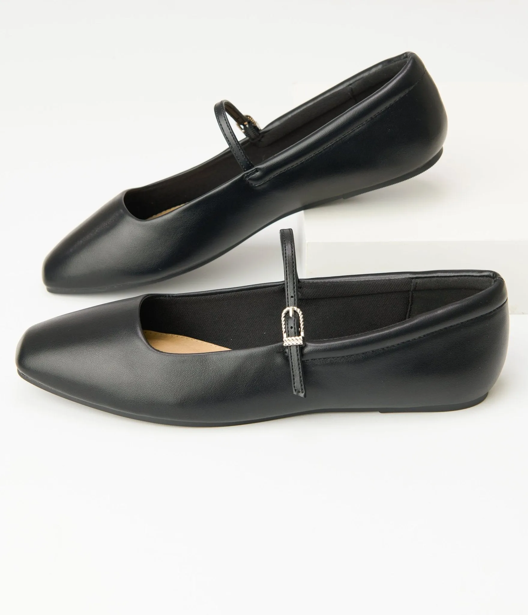 1960s Black Leatherette Flats sold by Unique Vintage
