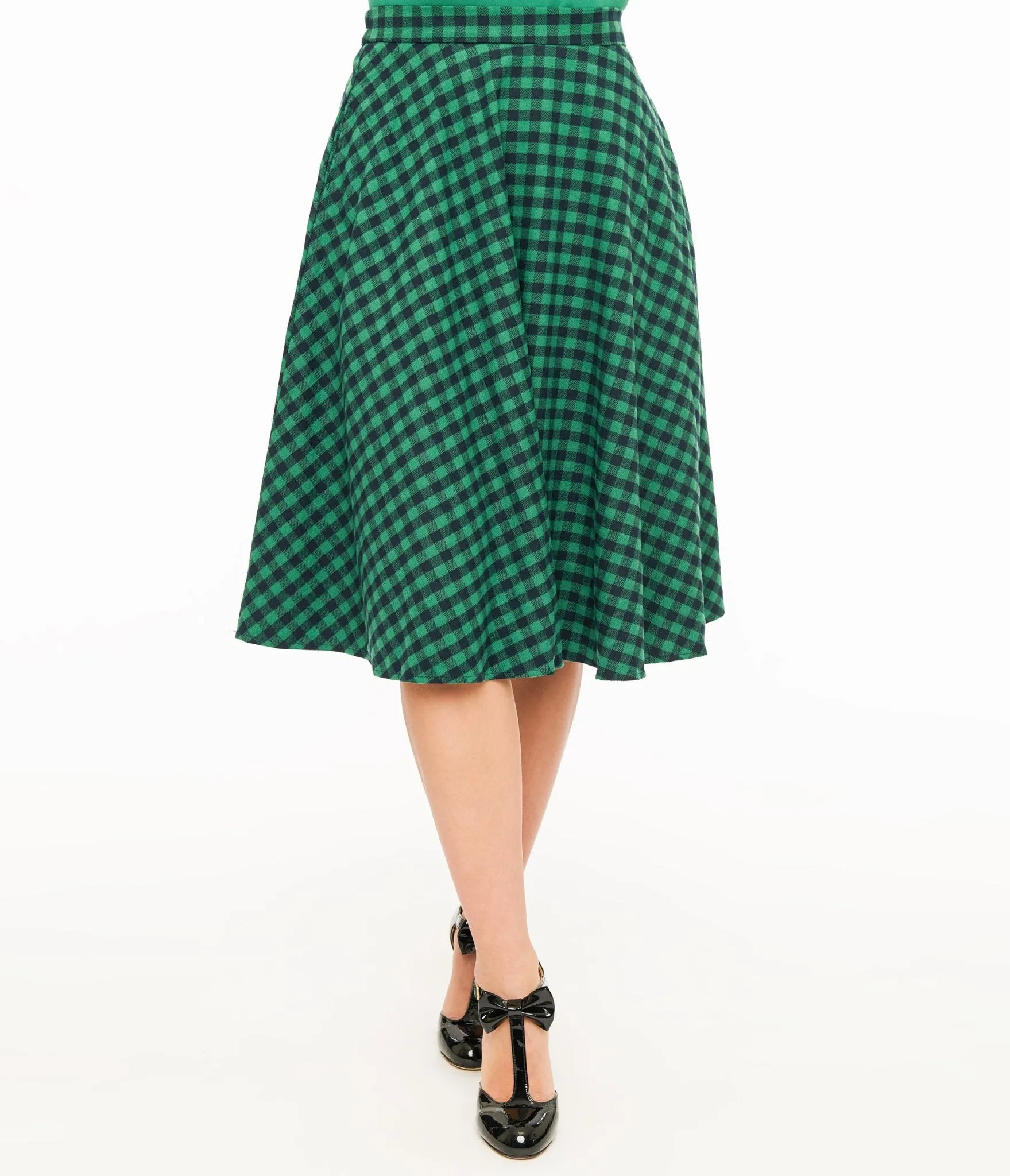 Green & Black Plaid Midi Skirt sold by Unique Vintage product image thumbnail 2