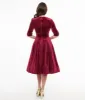 Unique Vintage 1950s Merlot Textured Velvet Delores Swing Dress sold by Unique Vintage