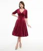 Unique Vintage 1950s Merlot Textured Velvet Delores Swing Dress sold by Unique Vintage