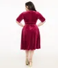 Unique Vintage Plus Size 1950s Merlot Textured Velvet Delores Swing Dress sold by Unique Vintage