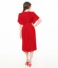 Unique Vintage 1940s Red Velvet Flutter Sleeve Lenora Swing Dress sold by Unique Vintage