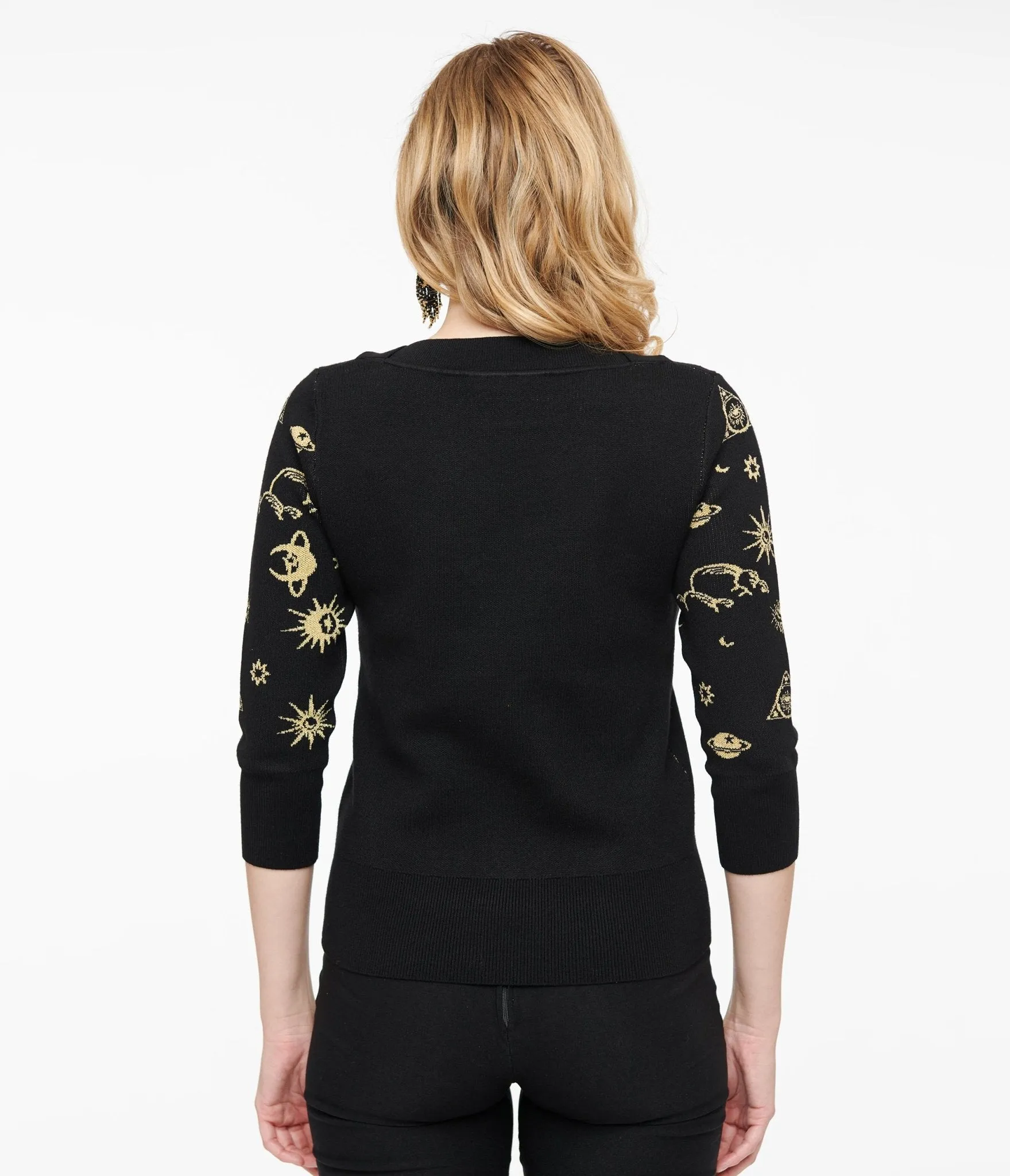 Unique Vintage 1950s Black & Gold Celestial Minou Sweater sold by Unique Vintage product image thumbnail 2