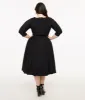 Unique Vintage Plus Size 1950s Black Bengaline Front Twist Swing Dress sold by Unique Vintage