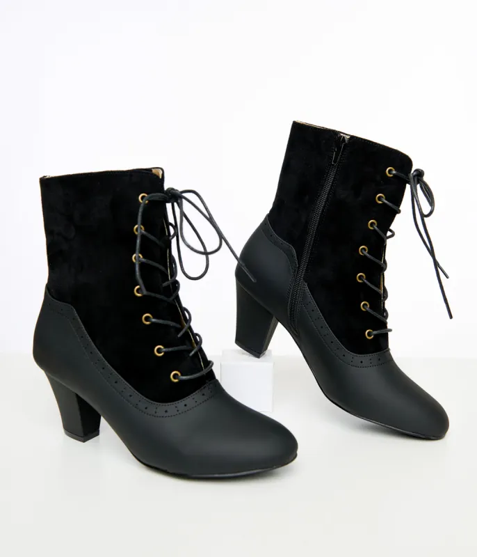 Unique Vintage Black Leatherette Victorian Boots sold by Unique Vintage