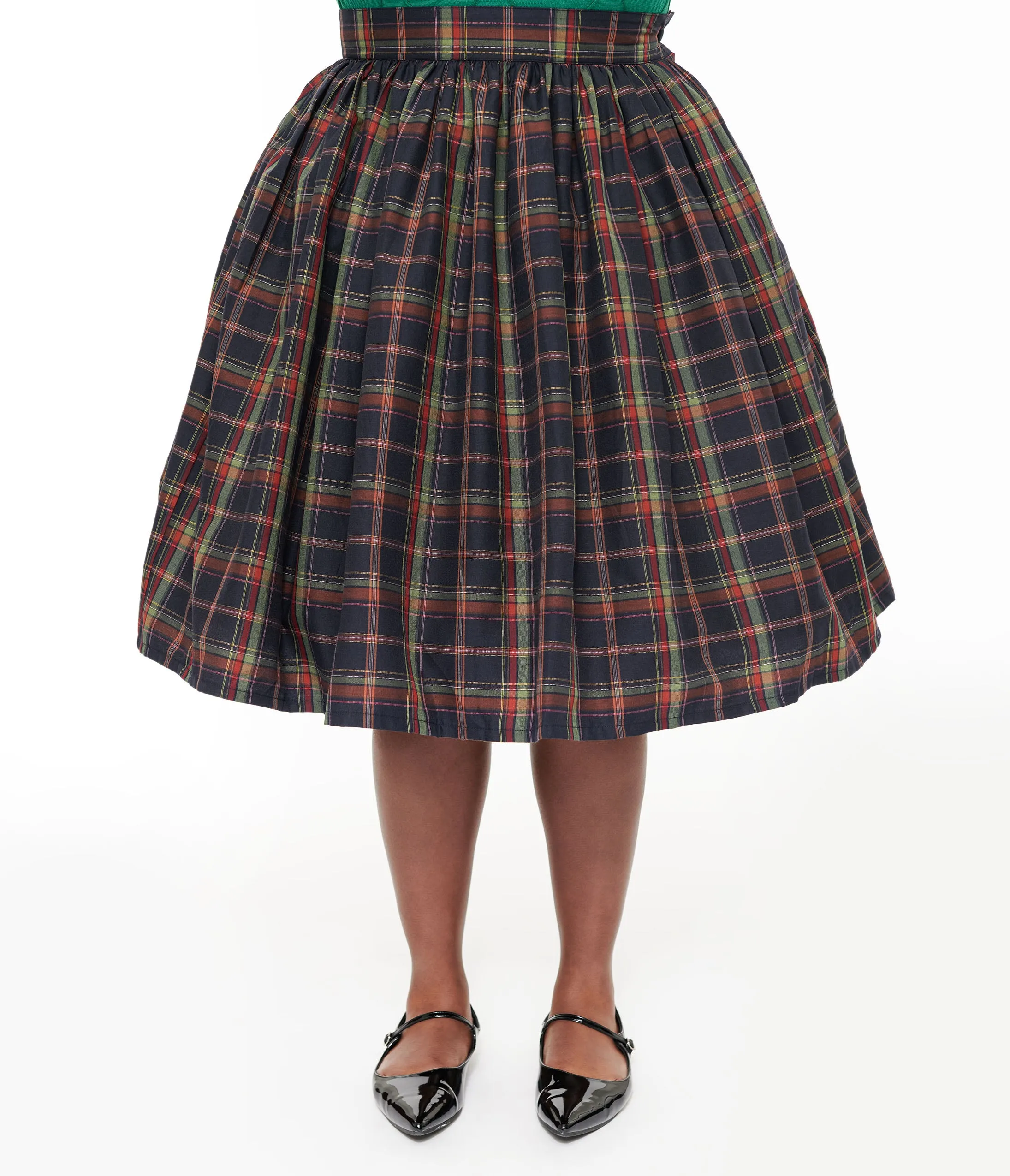 Unique Vintage Plus Size 1950s Black Plaid Gellar Swing Skirt sold by Unique Vintage product image thumbnail 2