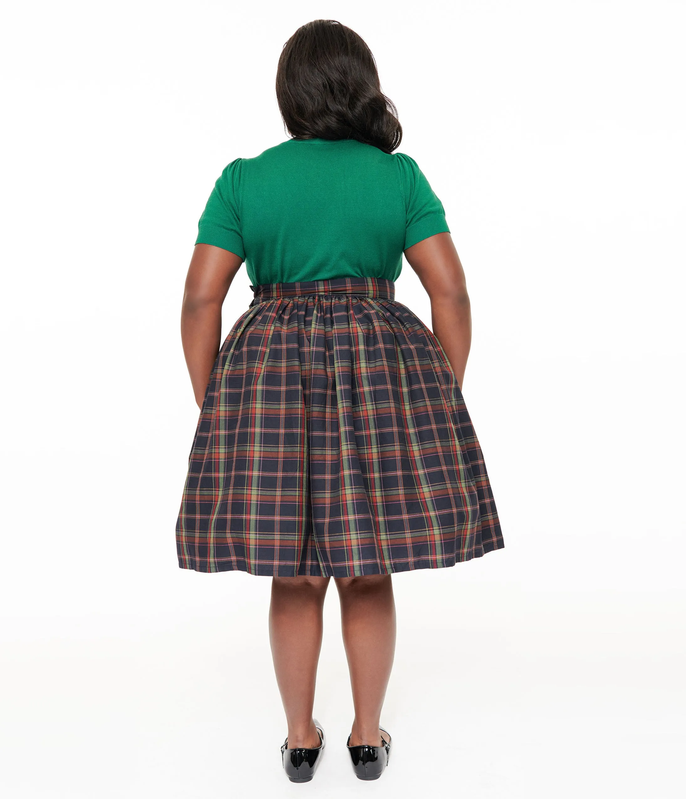 Unique Vintage Plus Size 1950s Black Plaid Gellar Swing Skirt sold by Unique Vintage product image thumbnail 3