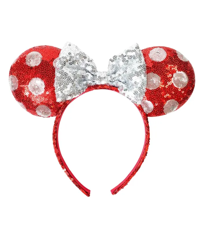 Minnie Mouse Red & White Polka Dot Sequin Plush Headband sold by Unique Vintage