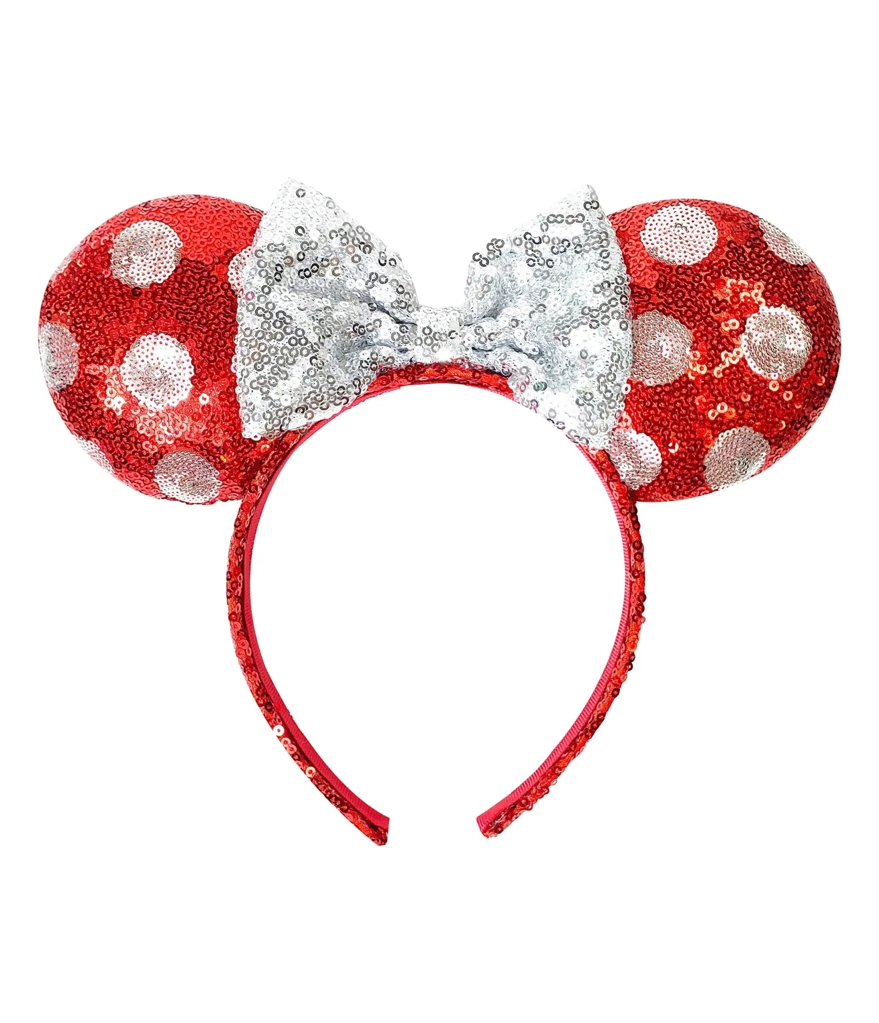 Minnie Mouse Red & White Polka Dot Sequin Plush Headband sold by Unique Vintage