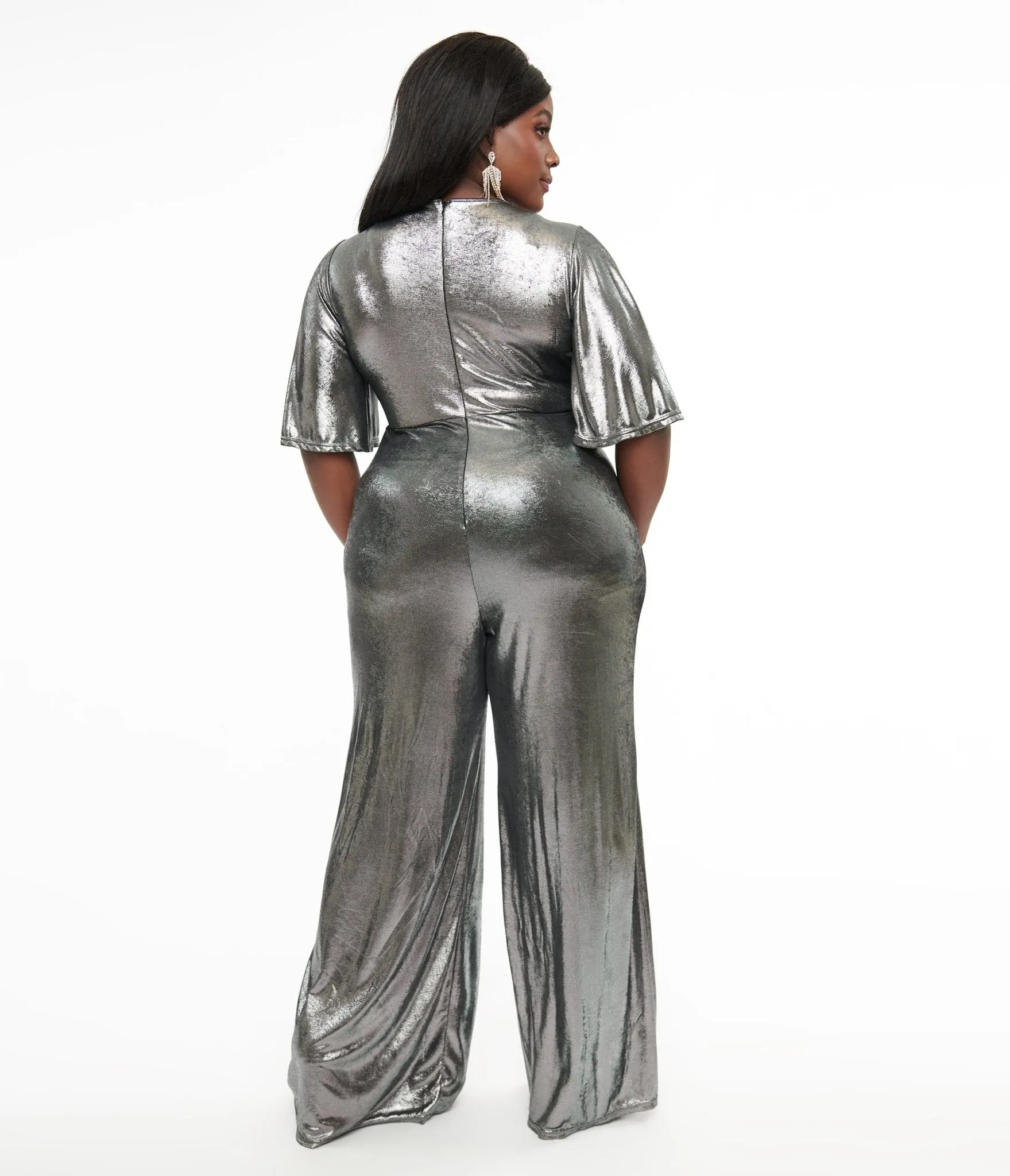 Smak Parlour Plus Size 1960s Metallic Silver Cutout Jumpsuit sold by Unique Vintage product image thumbnail 2