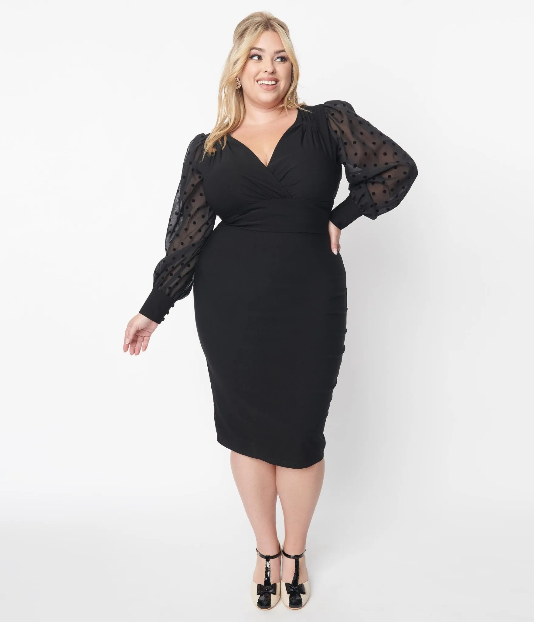 Unique Vintage Plus Size 1950s Black Delores Pencil Dress sold by Unique Vintage