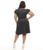 Hell Bunny Plus Size 1950s Black & Silver Metallic Snowflake Velvet Fit & Flare Dress sold by Unique Vintage