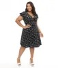 Hell Bunny Plus Size 1950s Black & Silver Metallic Snowflake Velvet Fit & Flare Dress sold by Unique Vintage