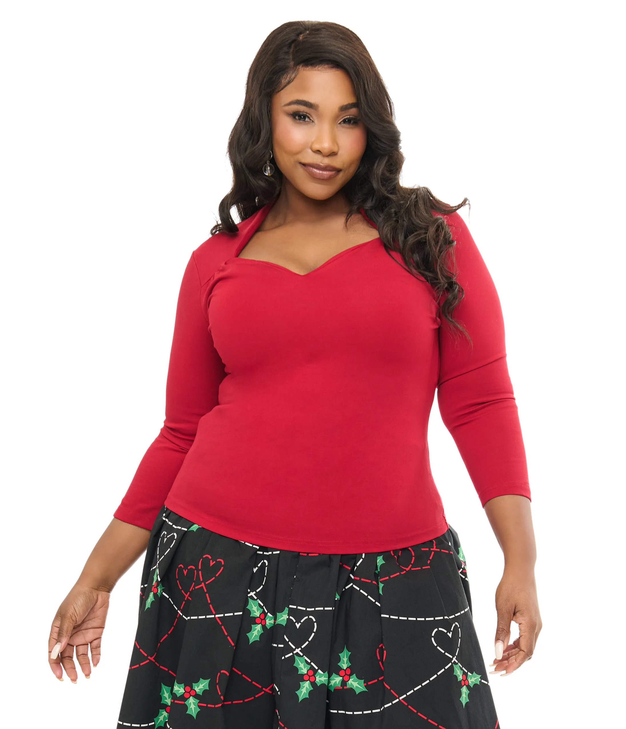 Voodoo Vixen Plus Size 1950s Red Jersey Knit Top sold by Unique Vintage product image thumbnail 3